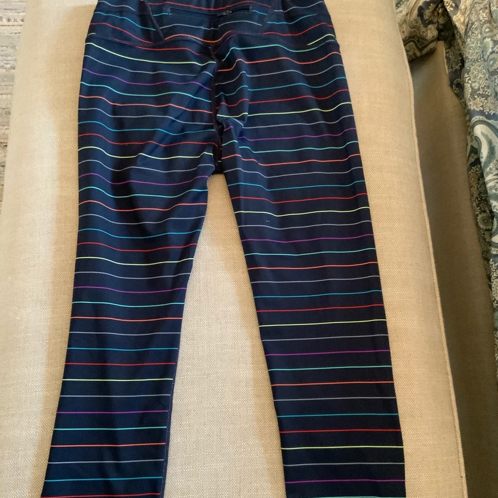 Athlete blue leggings with stripes